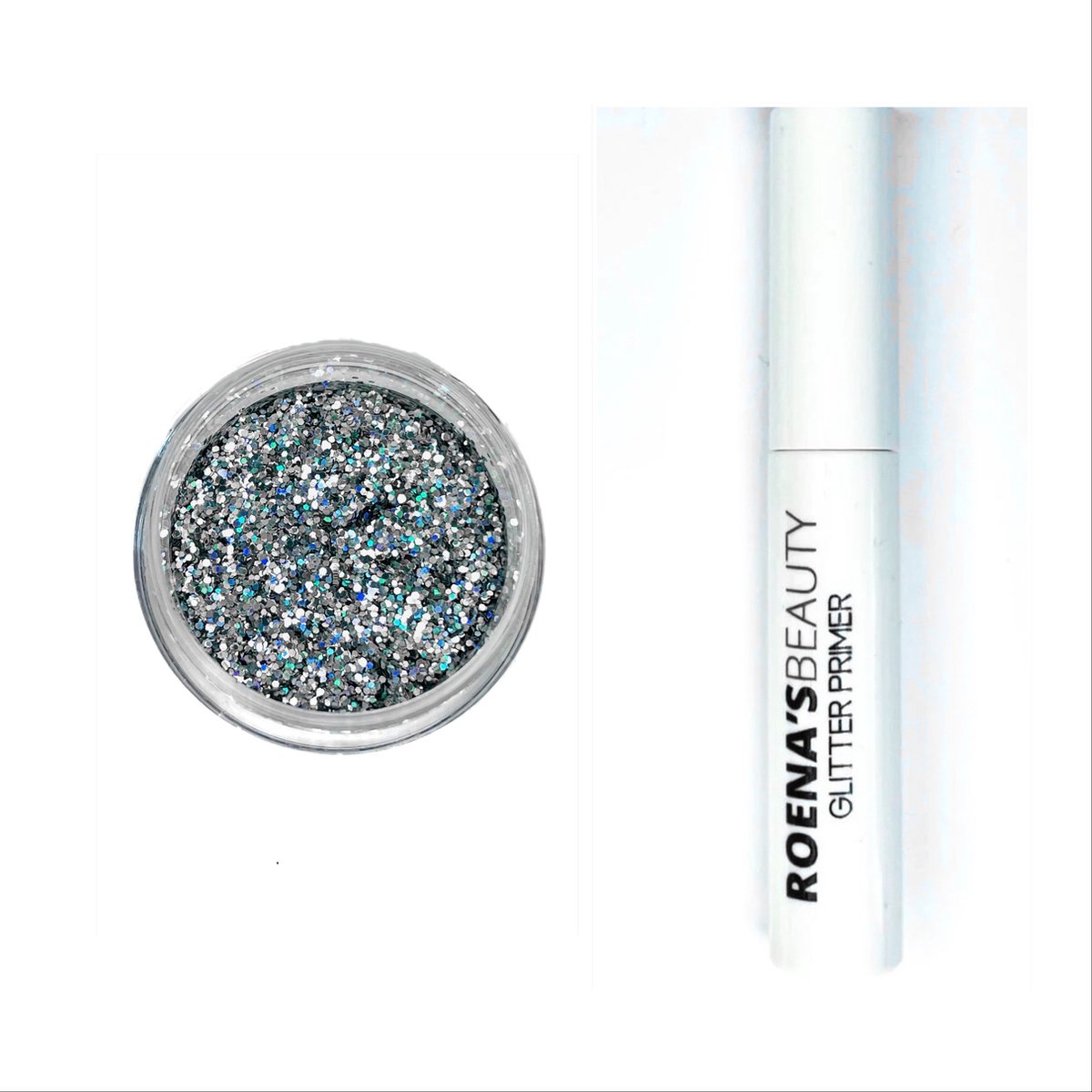 Roena's Beauty | eyeshadow glitter stone silver | glitter primer