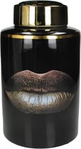 Jar-Pot-Gouden Lippen Zwart 18x18x30cm