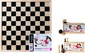 Schaakbord / dambord 40x40 cm inclusief schaakstukken en damstenen.