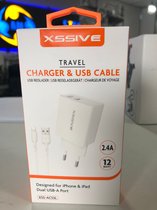 Chargeur de voyage Xssive et câble USB pour iPhone et iPad Dual Porto USB-A avec câble USB-C vers Lightning XSS-AC53L
