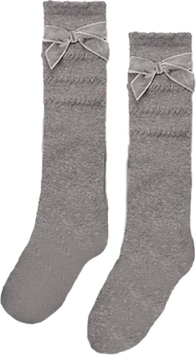 iN ControL 2pack kniekousen met VELVET strik - Grijs 19/22