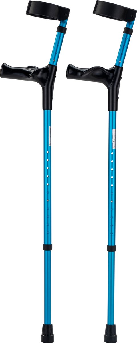 Goedkoopste Elleboogkrukken ergonomisch Blauw. Maat M/L - Loopkrukken - krukken anatomische handvatten, gesloten manchet - Set - paar van 2