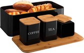 Boîte à pain de grande capacité avec 3 boîtes de rangement en fer utilisées pour la cuisine ou la table, les pâtisseries, le café, les biscuits et plus…