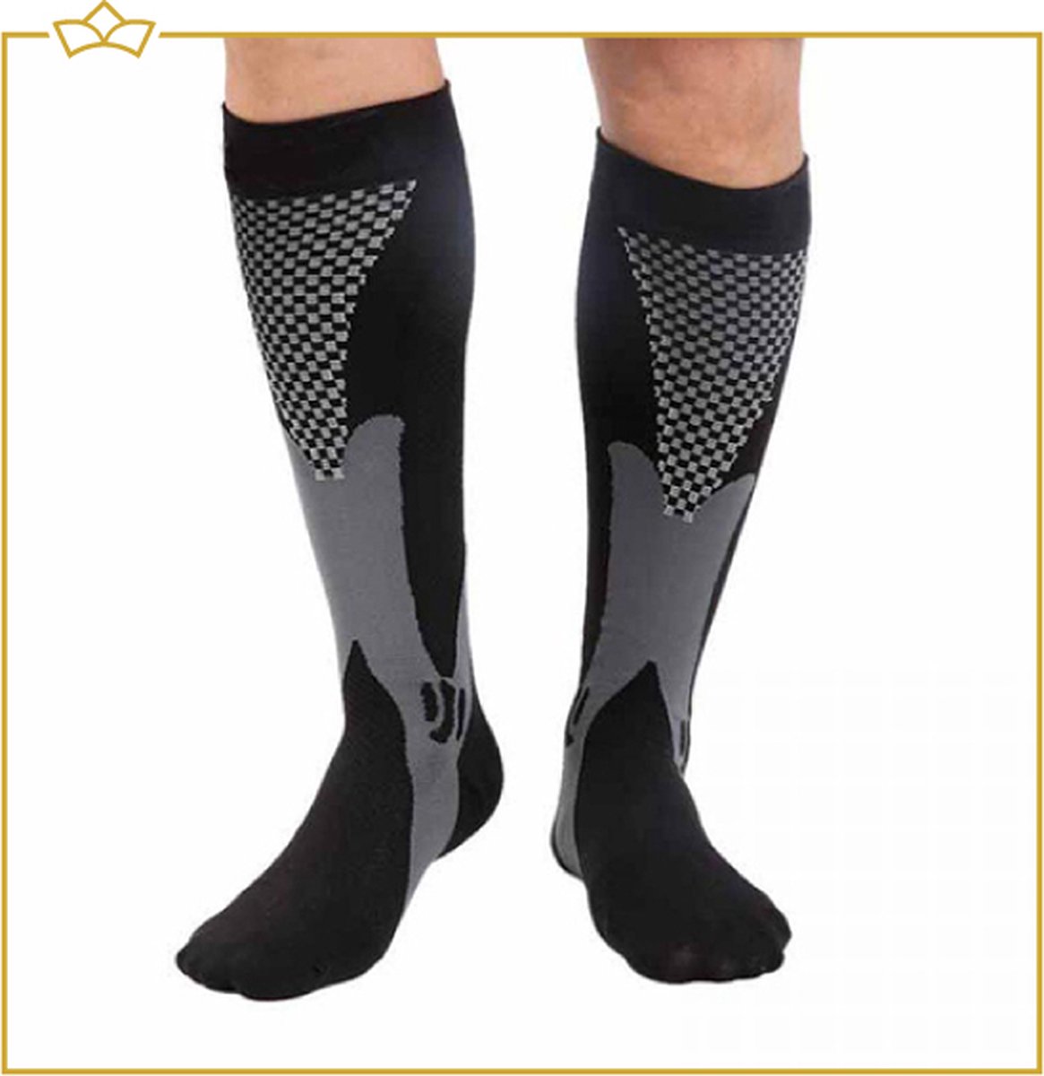 ATTREZZO® Compressiekousen - Sport Premium Compressie Sokken – Steunkousen - sport vliegtuig hardlopen – Zwart – maat L/XL
