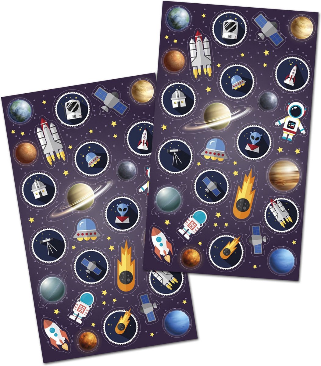 Stickervellen Ruimte - Stickers Ruimte - Space en Astronauten - Stickervellen Kind - Stickers Jongens - Knutselen Jongens - Knutselen Kinderen - Stickervellen - Planeten Stickers - Raket - Astronaut - Stickervellen Jongens