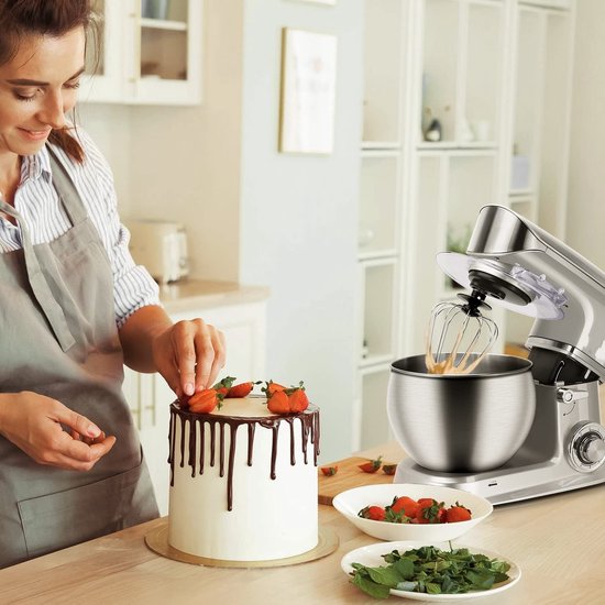Royalty Line® PKM1900BG 3 in 1 Keukenmachine - 6.5 L Keukenrobot - 1900W Foodprocessor - Keukenmixer Met Blender & Vleesmolen - Zilver van Royalty Line — afbeelding 2