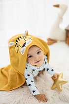 SNS Baby | 100% Katoen | Baby Inbakerdoek | Tijger/Geel | 75 x 75 cm | Knuffelig & Absorberend | Baby Handdoek met Kap | Baby Badhanddoek | Badhanddoek | Baphanddoek Pasgeborenen | Voorgestelde handdoek