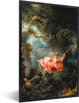 Fotolijst incl. Poster - Kamer decoratie aesthetic - De Schommel - Jean-Honoré Fragonard - Oude meesters - Vintage - Schilderij - Posters vintage - Aesthetic poster - 60x90 cm