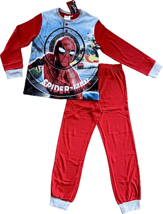Pyjama Marvel Spiderman - Manches longues - Katoen - Rouge - Taille 140 (10 ans)