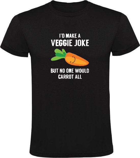 i´d make a veggie joke but no one would carrot all Heren t-shirt | wortel| groenten | grap | gezond | droge humor | niet grappig | niet boeiend | grap | koken |