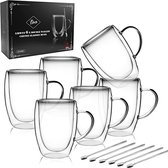 Verres à latte macchiato à double paroi, verre à café, verres à thé - tasses à moka, tasses à café, tasses à expresso - tasses - tasses à Cappuccino 6*350ML