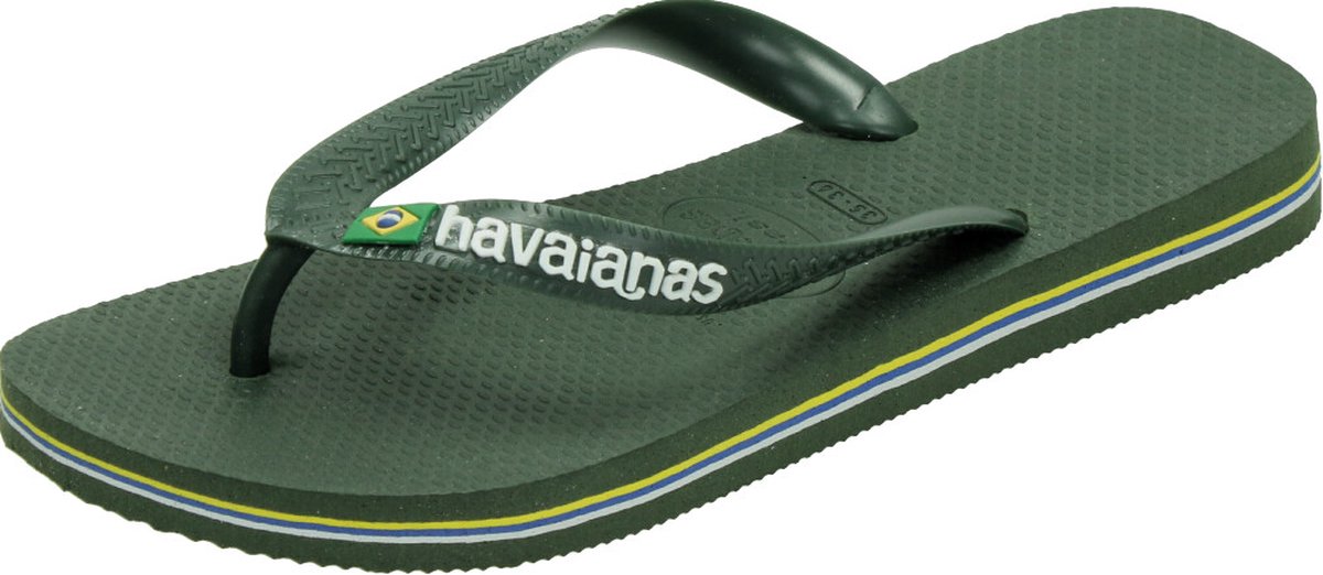 Havaianas Brasil Logo Slippers Unisexe - Vert Olive - Taille 27/28 | bol.