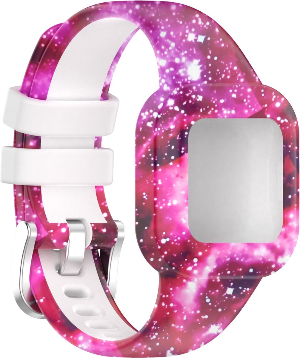 By Qubix - Siliconen bandje met print - Sterrenhemel - Geschikt voor Garmin Vivofit Junior 3