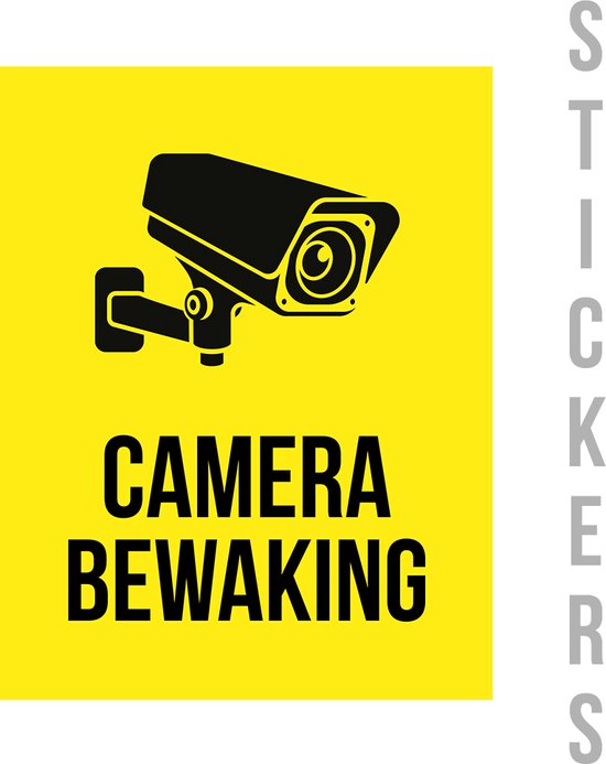 Pictogram/ sticker | 8 x 12 cm | "Camerabewaking" | Geel | 5 stuks | CCTV |  Security |... | bol