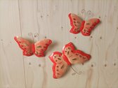 Floz Design luxe metalen vlinder - set van 3 vlinderdecoratie - oranje - binnen of buiten - fairtrade