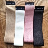 XSIERA - Handdoek elastiek - glitter goud/wit strandbed elastiek - Elastische band strandlaken - Strandknijpers - Strand knijper - Towelband - Towelstrap