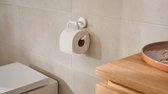 MOON WHITE toiletrolhouder, mat met wit, afrolzone voor badkamerkamers, industriële stijl en moderne badkamerkamers, boorvrij, inclusief lijmoplossing, 99 mm x 140 mm x 53 mm