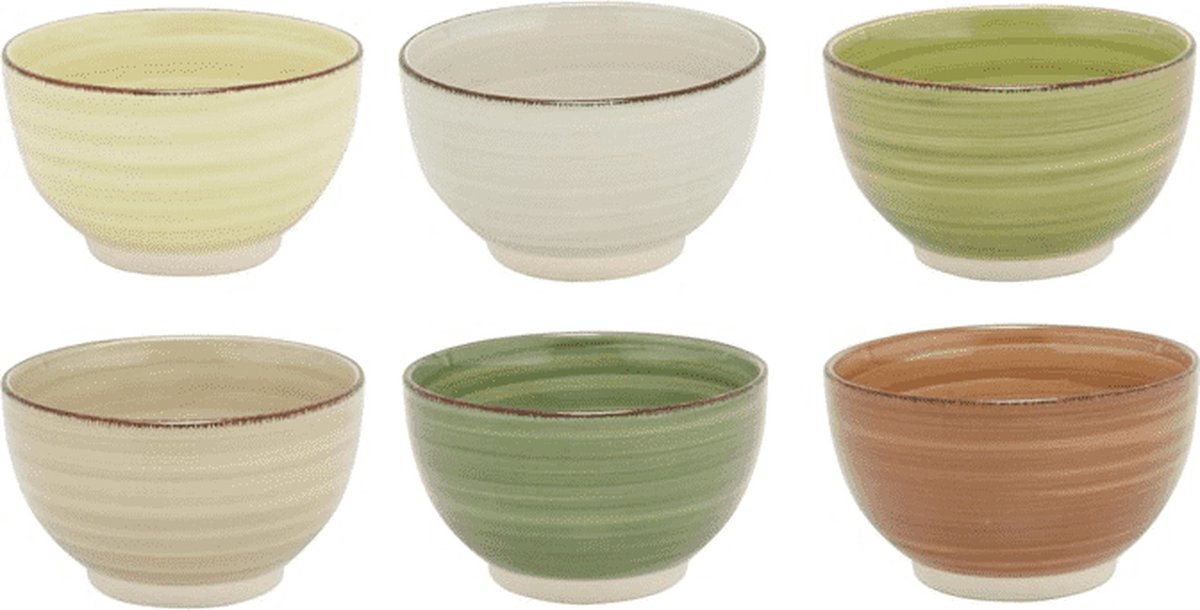 Dutch Kitchen Kommen Deep Forest - Nature - ø 14 cm - 6 Stuks - Aardewerk