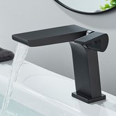 Minimalistische Zwarte Wastafel Kraan - Flexibele Hendel - Functioneel Design - Robuust Messing - Warm en Koud Water - Badkamer - Toilet - Wastafelkraan - Keuken
