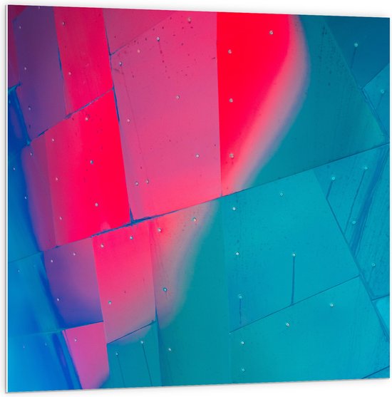 PVC Schuimplaat - Verschillende Vormen en Maten Vakken in het Roze en Blauw - 100x100 cm Foto op PVC Schuimplaat (Met Ophangsysteem)