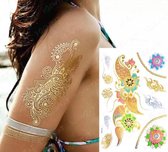 Akyol - Nep tattoo – fake - tattoo - kleurrijke metallic tattoo's - festival tattoos - bohemian - feest - zomer - dames - glitters - juwelen tattoo - plaktattoo - neppe tattoo – 1 vel met tattoos – fantasie – nep tattoo – festival tattoo – goud