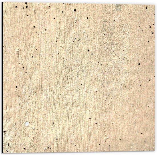Dibond - Textuur in Beige Stenen Muur - 50x50 cm Foto op Aluminium (Wanddecoratie van metaal)