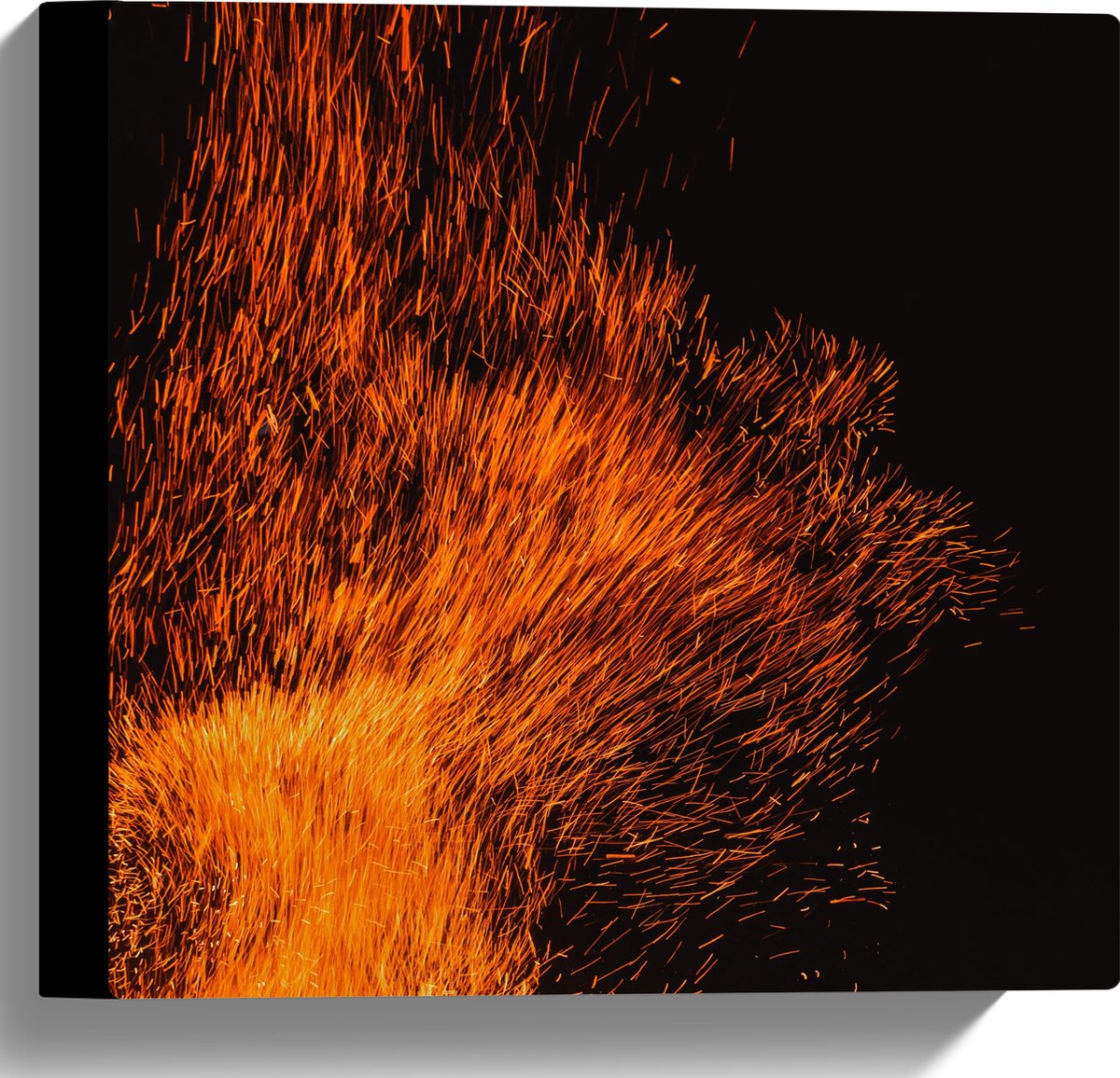 Canvas - Oranje Spetters van Vuurkorf - 30x30 cm Foto op Canvas Schilderij (Wanddecoratie 