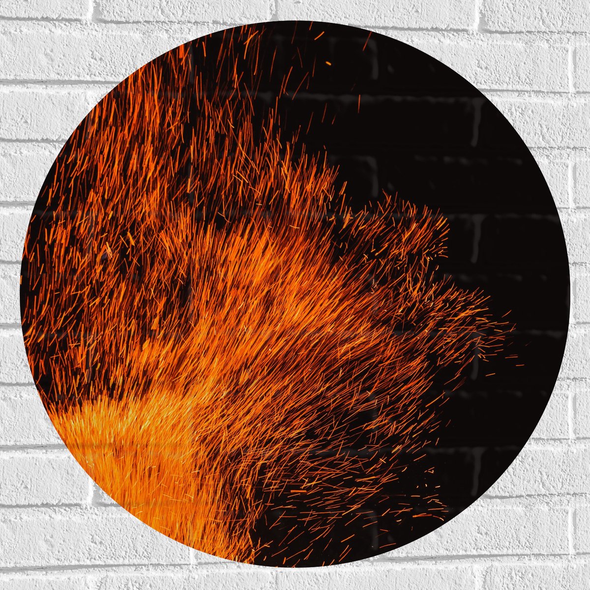 Muursticker Cirkel - Oranje Spetters van Vuurkorf - 70x70 cm Foto op Muursticker