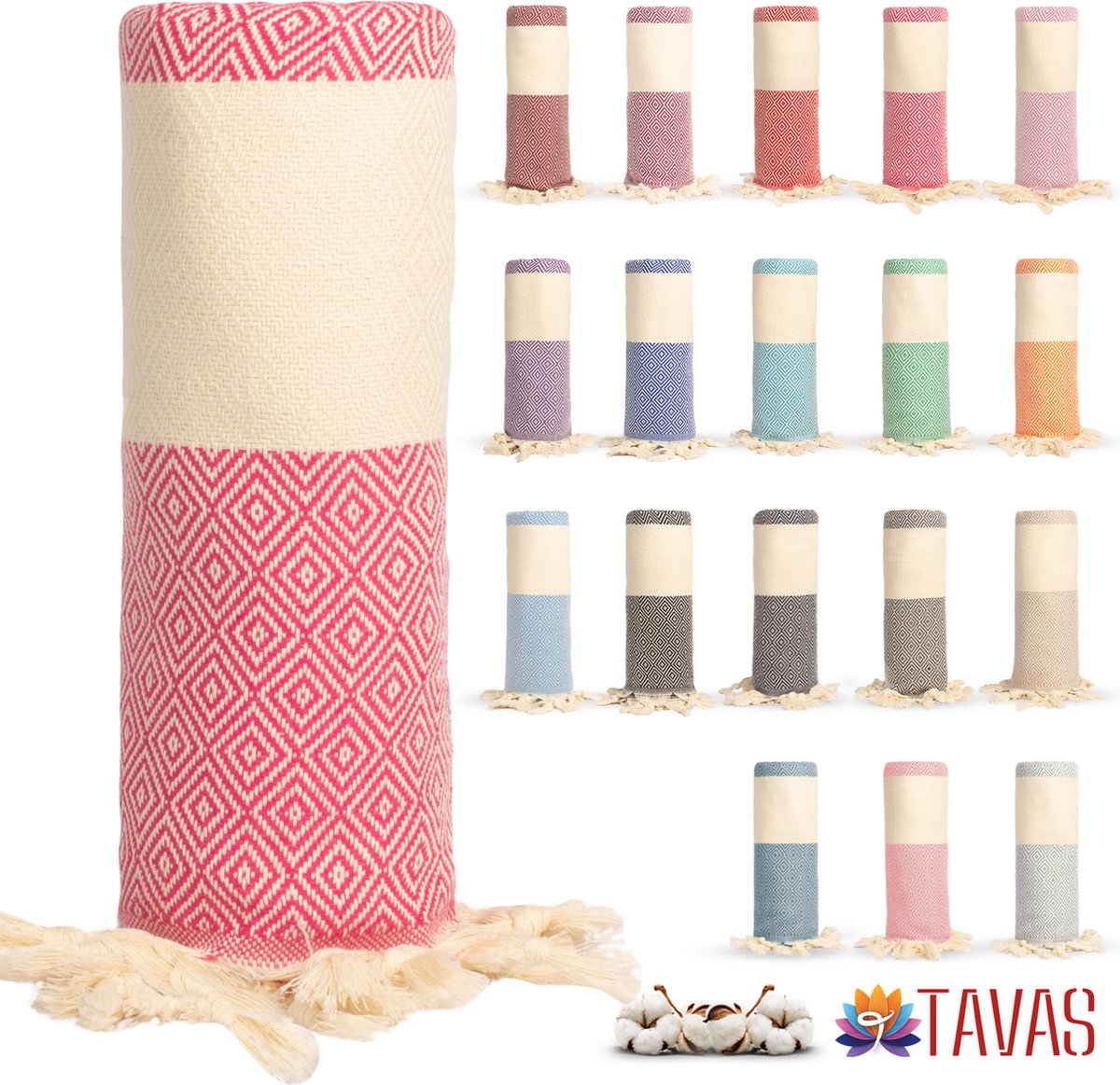 Tavas Hamamdoek Fuchsia Strandlaken %100 Katoen XL Saunalaken 100 x 180 cm Badhanddoek Groot Douchelaken Dames Hotel Handdoek Pestemal Fouta Pareo Yoga Deken Heren