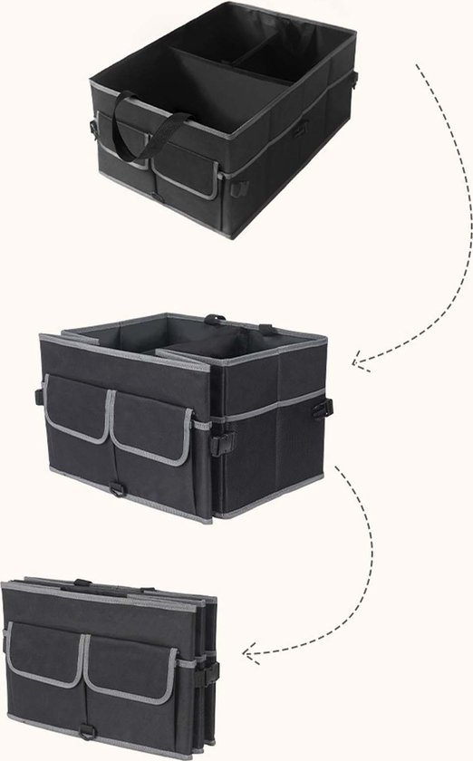 Boîte de rangement de coffre - Organisateur de voiture - Sac à provisions -  Zwart 