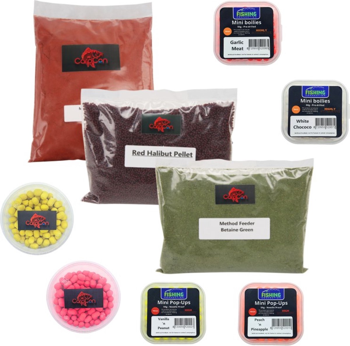Method Feeder Voerpakket 'Deluxe' met Mini Boilies, Mini Popups, Mini Wafters, Mini Pellets & Grondvoer