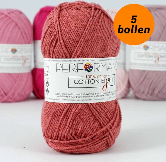 Cotton huit coton au crochet rose vintage (1130) - 5 pelotes de 1 couleur