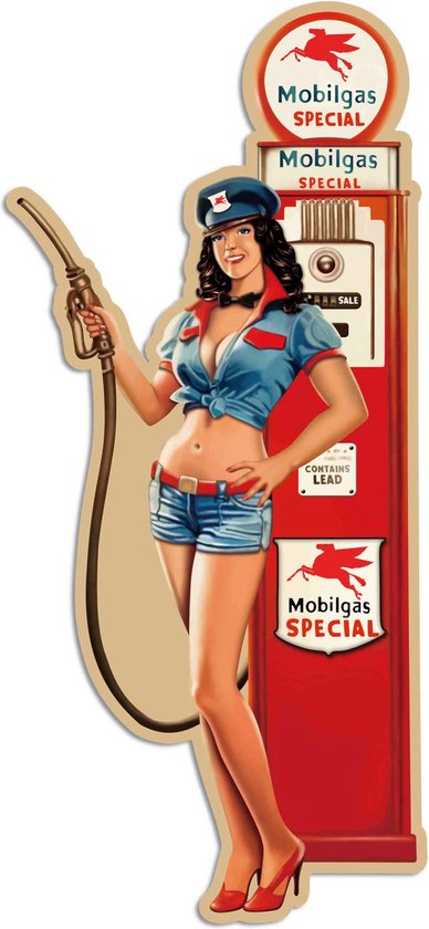 Wandbord Special USA American Style - Pump Girl Mobilgas Special - XL