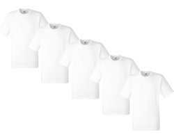 Fruit of the Loom - 5 stuks American Heavy T-shirts Ronde Hals - Wit - XXXL