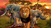 Diamond painting - taille 40x50cm - pierres carrées - Animal - Lion, Eléphant, Girafe, Hippopotame, Tigre,...