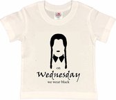 ON WEDNESDAY WE WEAR BLACK T-shirt Wit met Zwarte Opdruk (maat 146/152) | Wednesday T-shirt | Wednesday Shirt |