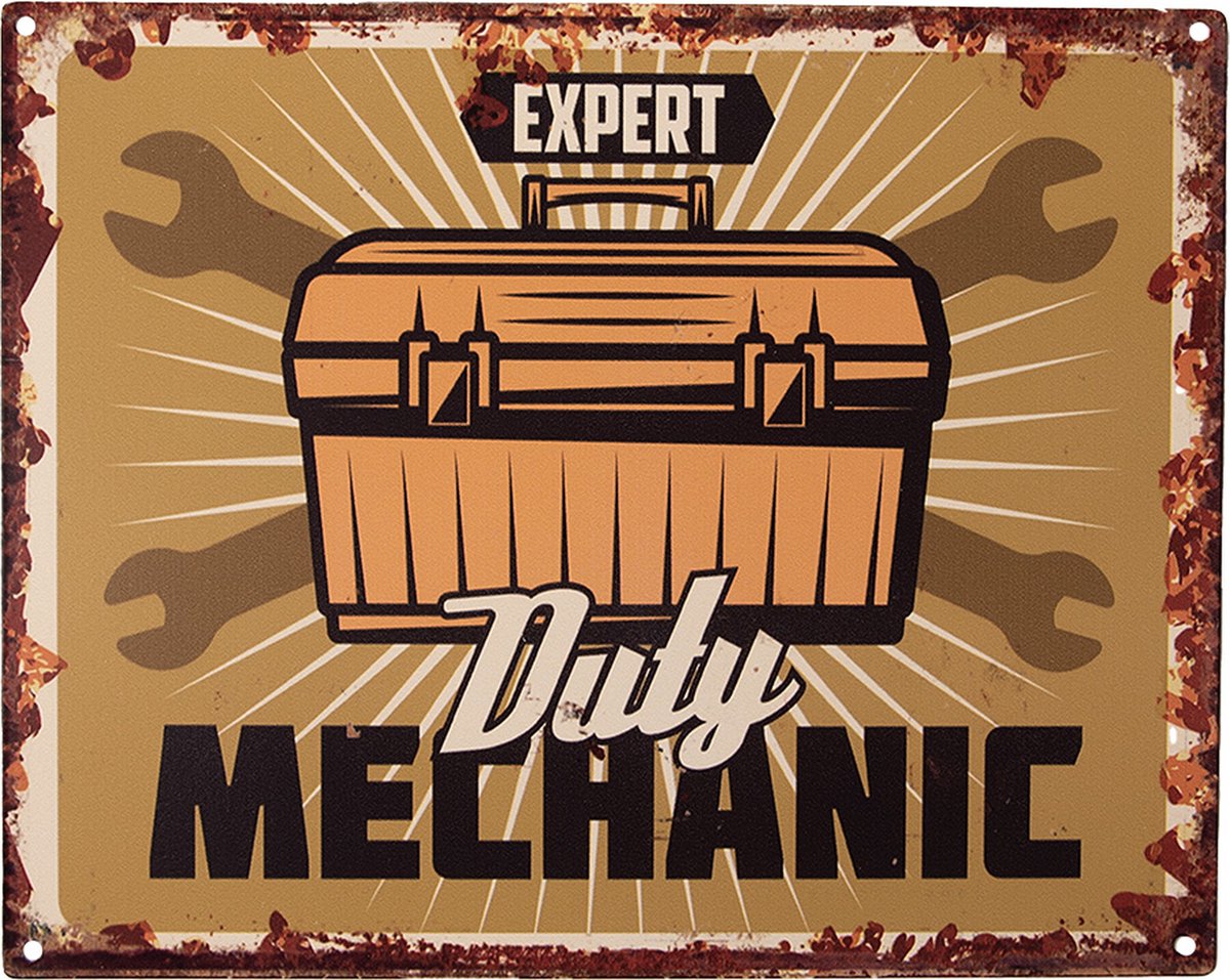 Tekstbord 25x20 cm Bruin IJzer Gereedschapskist