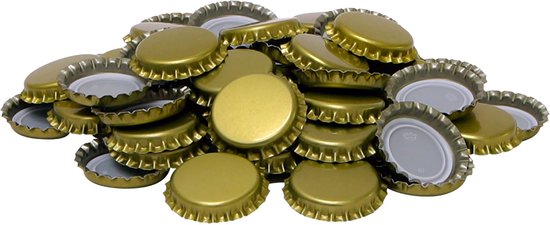 Puurmaken bierdoppen goud 100 stuks 26mm