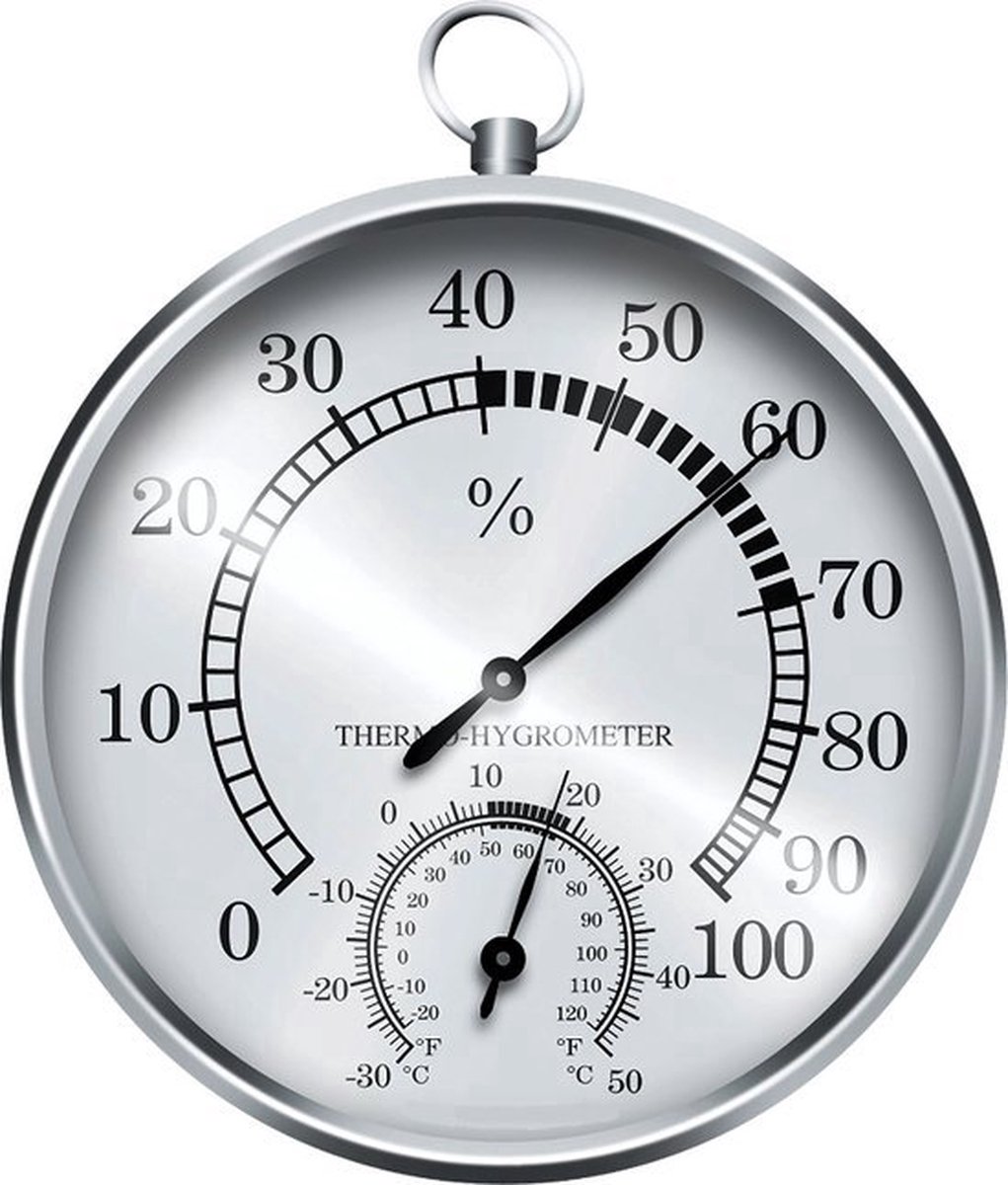 Puurmaken Thermometer / hygrometer (zilverkleurig) - weerstation - hygrometer - thermometer