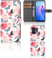 Smartphone Hoesje OPPO Reno8 Flipcase Cadeautjes voor Moederdag Butterfly Roses