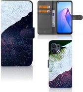 Etuis Portefeuille Compatible avec Cuir Flip Cover Fermeture magnétique pour OPPO Reno8 Coque Espace Mer