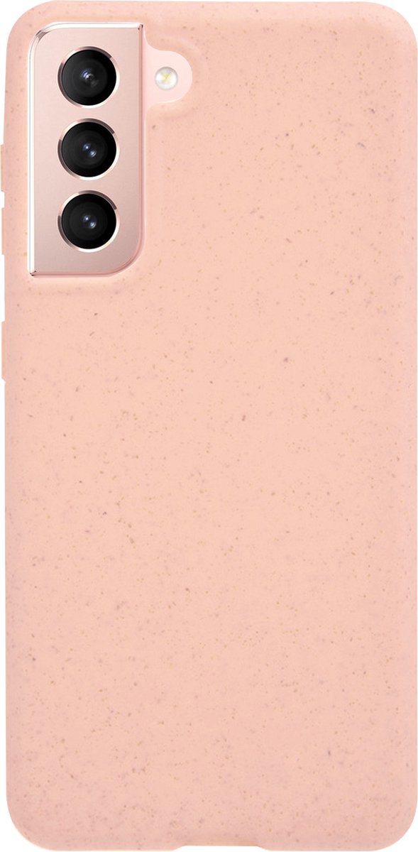 Telefoonglaasje Hoesje - Geschikt voor Samsung Galaxy S21 - Biologisch afbreekbaar kunststof - Roze - Biologisch afbreekbaar - Beschermhoes - Case - Cover