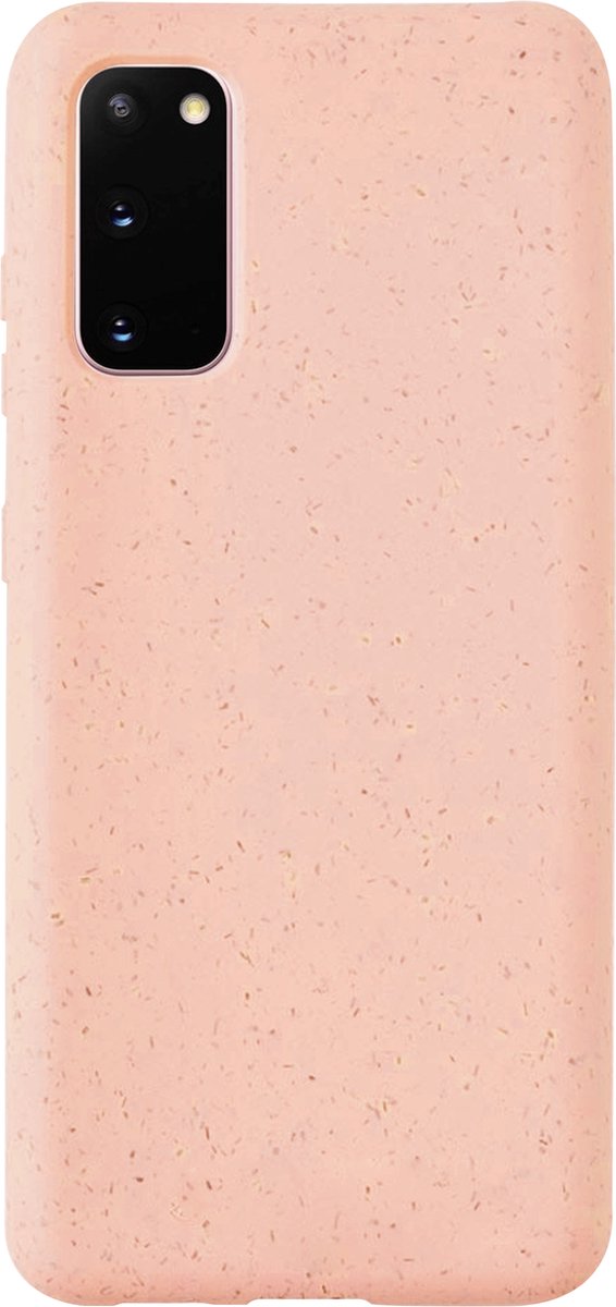 Telefoonglaasje Hoesje Geschikt voor Samsung Galaxy S20 - Biologisch afbreekbaar kunststof - Roze - Biologisch afbreekbaar - Beschermhoes - Case - Cover