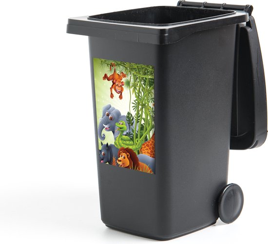 Container sticker Jungle dieren - Planten - Kinderen - Olifant - Giraf - Leeuw - 40x60 cm - Kliko sticker