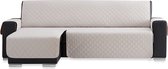 Bankbeschermer Duo Chaise Longue Ivoor Links - 240cm breed - Bankhoes van zacht microvezel voor optimaal comfort - Beschermhoes voor je hoekbank