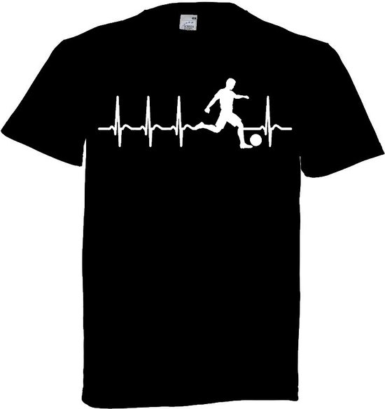 Foto: Grappig t shirt hartslag heartbeat voetbal voetballer sport maat m