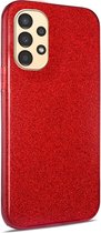 Hoesje Geschikt Voor Samsung Galaxy A04 hoesje glitter colour case backcover Rood