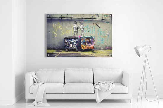 Banksy Life Is Short - Chill The Duck Out Peeing Boys, Het Leven is Kort - Chill Out Plassende Jongens - Acrylglas Perspex Plexiglas Print