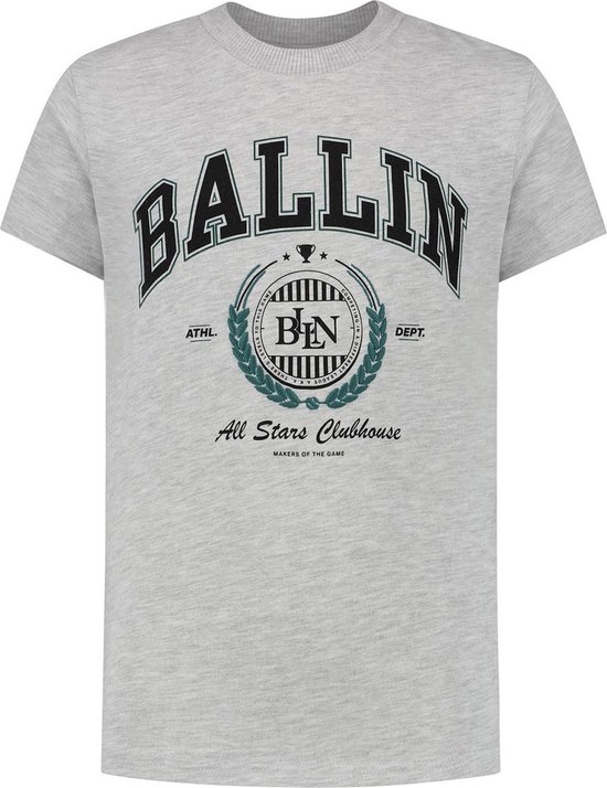 Ballin Amsterdam - Jongens Slim Fit T-shirt - Grijs - Maat 140