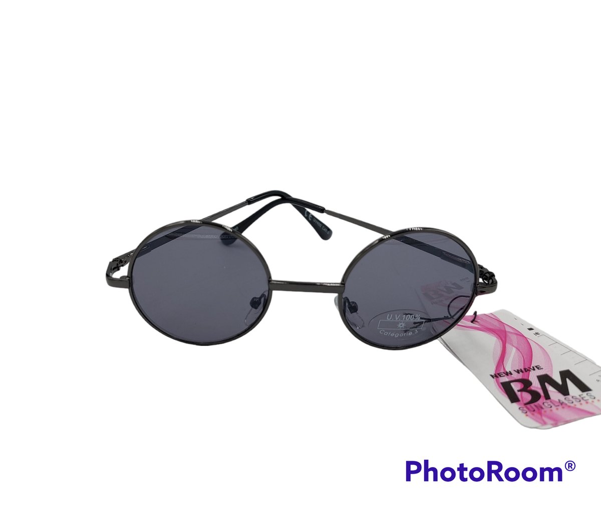 Hippie Zonnebril - John Lennon Style - Antraciet Montuur - Zwart Glas - incl bewaarhoesje - UV400 - Cat3
